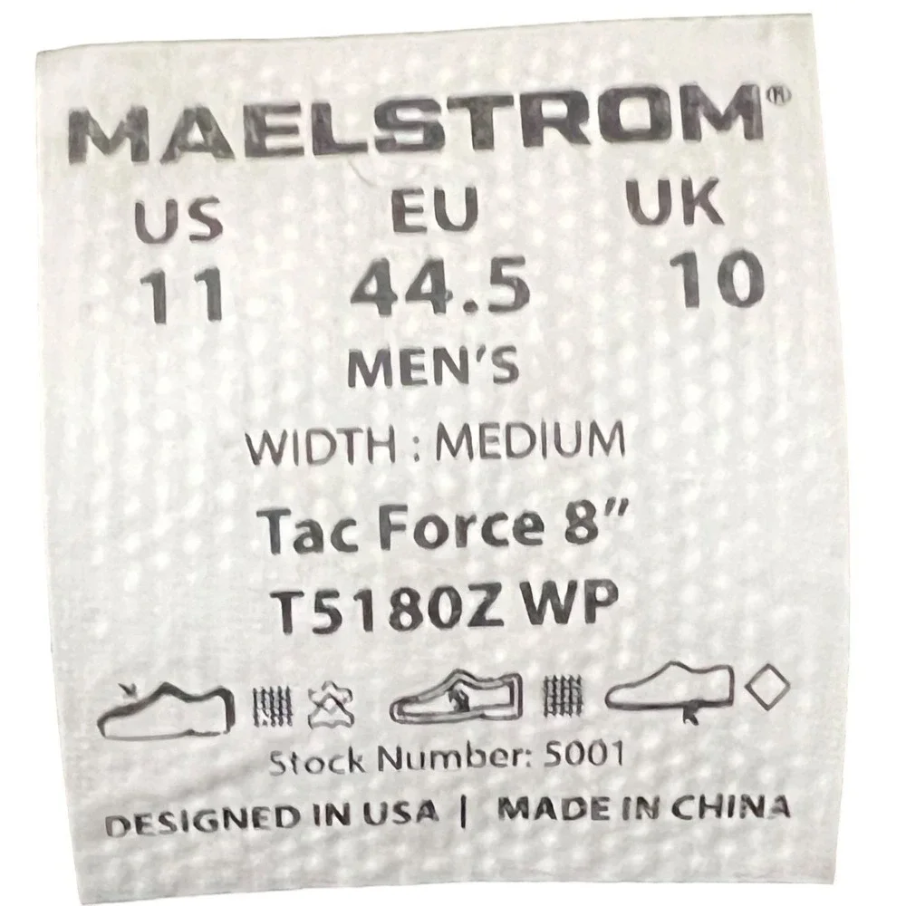 Maelstrom Tac Force 8 Men's Tactical Boots Black Good Waterproof Side Zip Size11